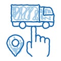 truck geolocation selection doodle icon hand drawn illustration