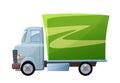 Truck with green van, side view of cute vehicle for freight transport and delivery Royalty Free Stock Photo