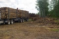 Truck hauling logs