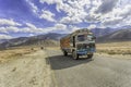 Truck on the high altitude Srinaga-Leh road in Ladakh province