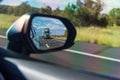 American truck in the rear-view mirror Royalty Free Stock Photo