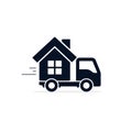 Truck with house icon, Vector isolated simple symbol Royalty Free Stock Photo