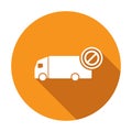 Truck icon with not allowed sign. Truck icon and block, forbidden, prohibit symbol. Vector icon