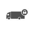 Truck icon with padlock sign. Truck icon and security, protection, privacy symbol Royalty Free Stock Photo