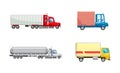 Truck icon set, cartoon style Royalty Free Stock Photo