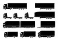 Silhouettes of a modern trucks and trailers.