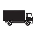 Truck icon or sign. Lorry or truck black silhouette. Vector illustration.