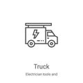 truck icon vector from electrician tools and elements collection. Thin line truck outline icon vector illustration. Linear symbol