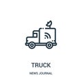 truck icon vector from news journal collection. Thin line truck outline icon vector illustration. Linear symbol for use on web and Royalty Free Stock Photo