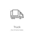 truck icon vector from out of home media collection. Thin line truck outline icon vector illustration. Outline, thin line truck