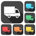 Truck icons set with long shadow Royalty Free Stock Photo