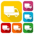 Truck icons set with long shadow Royalty Free Stock Photo