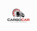 Truck of industrial cargo freight logo design. Transportation and logistics, import, export vector design