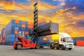 Truck with Industrial Container Cargo for Logistic Import Export Royalty Free Stock Photo