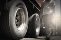 Truck inspection maintenance and repairing. A truck driver walking and his inspecting safety before to driving semi truck. Royalty Free Stock Photo