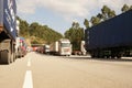 Truck jam at main entrance LeixÃÂµes port internacional Matosinhos Portugal Royalty Free Stock Photo