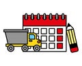 truck and labor calendar and pencil