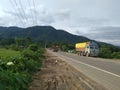 Truck layover near a small dhaba . NH 06