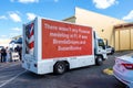 A truck with LED signage drives past a vote counting protest outside Broward County Supervisor of Elections Brenda Snipes` office