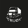 Truck. A light conventional image on a black background with the inscription `truck`. Vector illustration. Royalty Free Stock Photo