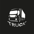 Truck. A light conventional image on a black background with the inscription `truck`. Vector illustration. Royalty Free Stock Photo