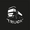 Truck. A light conventional image on a black background with the inscription `truck`. Vector illustration. Royalty Free Stock Photo