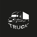 Truck. A light conventional image on a black background with the inscription `truck`. Vector illustration. Royalty Free Stock Photo