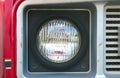 Round circle truck light red heavy transport vintage vehicle
