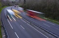 Truck lights, vehicle traffic on the highway at night, Royalty Free Stock Photo