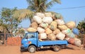 Truck loaded of bales of cotton Royalty Free Stock Photo