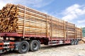 Truck loaded with wooden beams