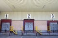 Truck loading docks at commercial building