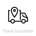 Truck Location Delivery icon. Editable line vector.