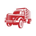 Truck logistic vector silhouette logo template. perfect for delivery or transportation industry logo. simple with red color