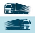 Truck, lorry logo or label. Trucking, delivery symbol. Vector illustration Royalty Free Stock Photo