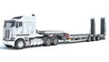 Truck with Lowboy Trailer 3D rendering on white background