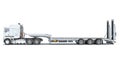 Truck with Lowboy Trailer 3D rendering on white background