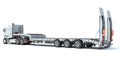 Truck with Lowboy Trailer 3D rendering on white background