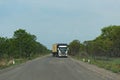 Truck on the M10 road between Kazungula and Sesheke in southern Zambia parallel to the Zambezi River