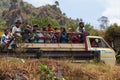 Truck with many happy people, Indonesia