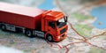 Truck on mini GPS map. Cargo transport concept Royalty Free Stock Photo