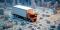 Truck on mini GPS map. Cargo transport concept Royalty Free Stock Photo