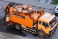 Truck mounted combined vacuum suction and canal jetting machine clean drains in city utilities