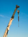 Truck mounted crane detail of Telescopic boom with hook Royalty Free Stock Photo