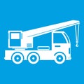 Truck mounted crane icon white Royalty Free Stock Photo