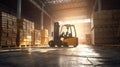 A truck-mounted forklift smoothly operating in a bustling warehouse Royalty Free Stock Photo
