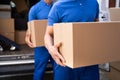 Truck Movers Loading Van Carrying Boxes Royalty Free Stock Photo