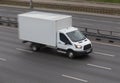 Truck moves on a multi-lane highway Royalty Free Stock Photo