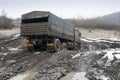 Truck on the muddy road
