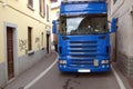 Truck in a narrow road Royalty Free Stock Photo